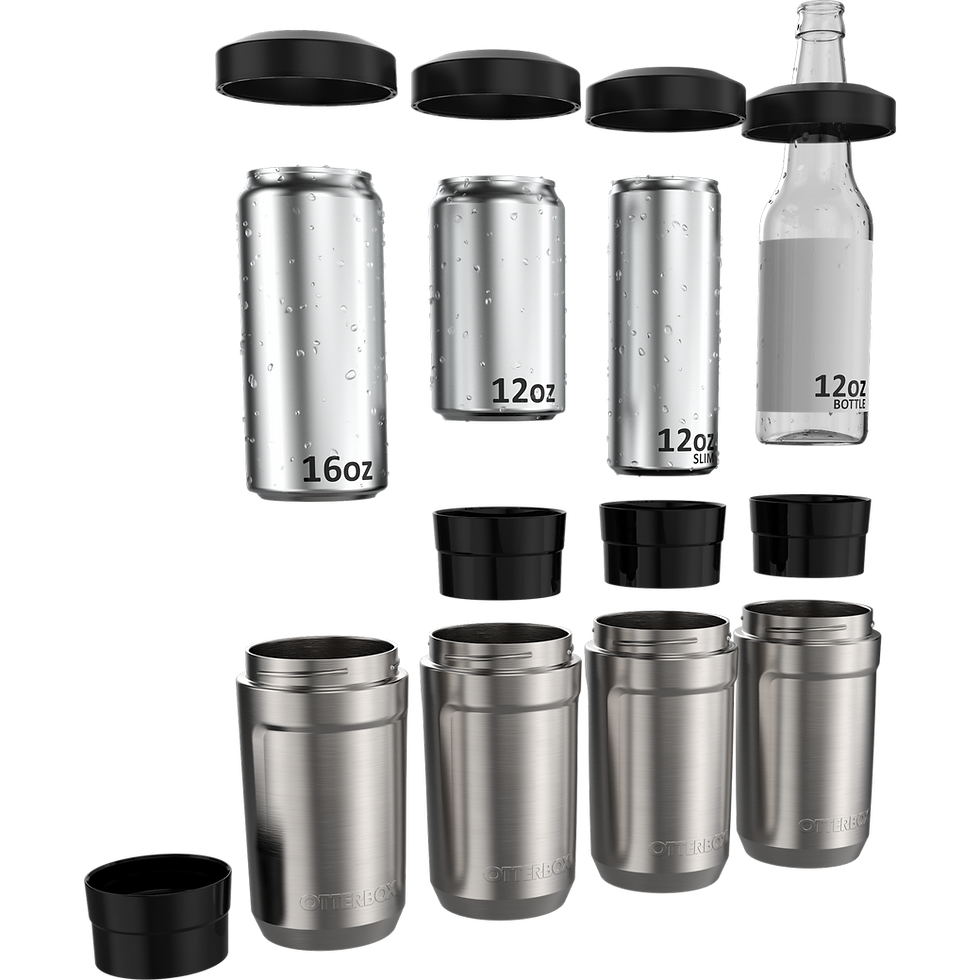Exploded family of can cooler configurations